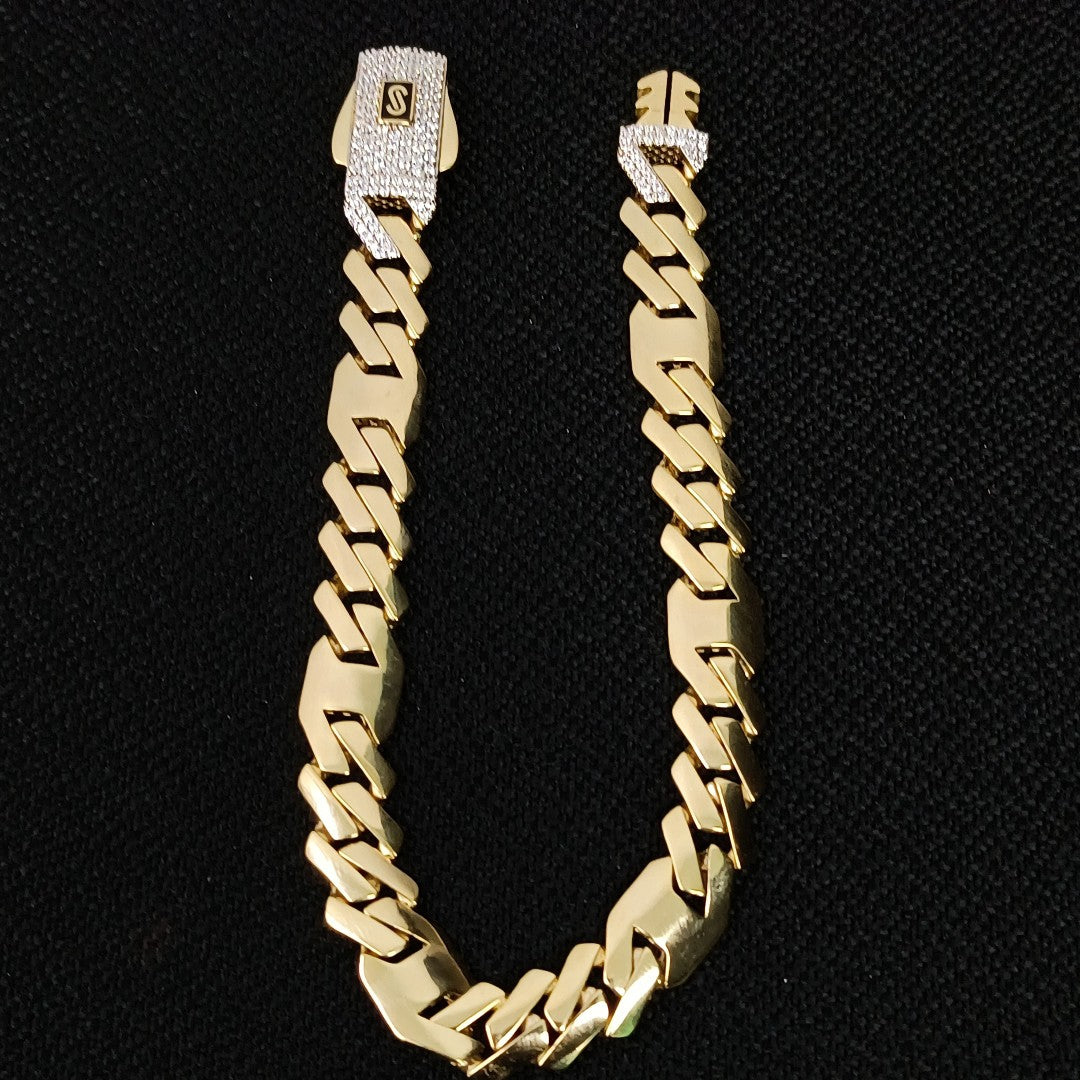 PULSERA CABALLERO MONACO ORO 14K 13.7 (NUEVO)