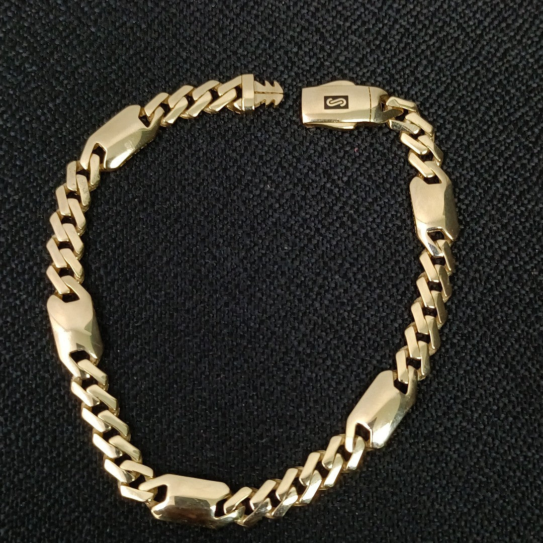 PULSERA CABALLERO MONACO ORO 14K 8.1 (NUEVO)