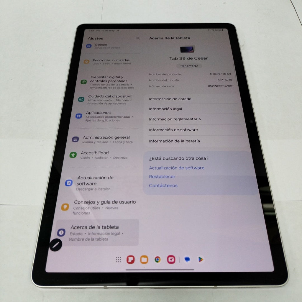 TABLETA SAMSUNG GALAXY TAB S9 SM-X710 (2023) 256 GB 12 GB RAM (SEMINUEVO)