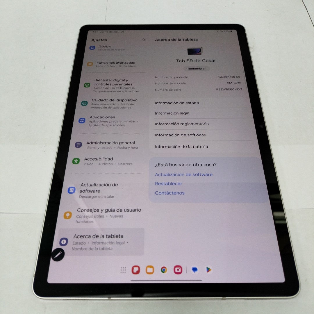 TABLETA SAMSUNG GALAXY TAB S9 SM-X710 (2023) 256 GB 12 GB RAM (SEMINUEVO)