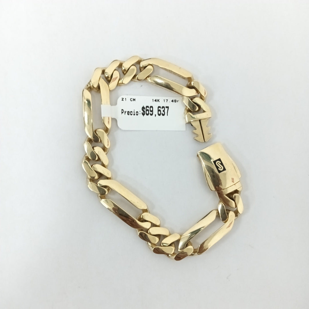 PULSERA CABALLERO MONACO ORO 14K 17.4 (NUEVO)