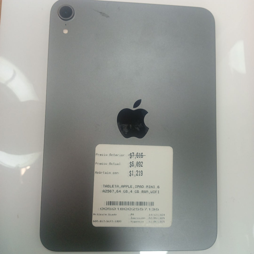TABLETA APPLE IPAD MINI 6 A2567 64 GB 4 GB RAM (SEMINUEVO)