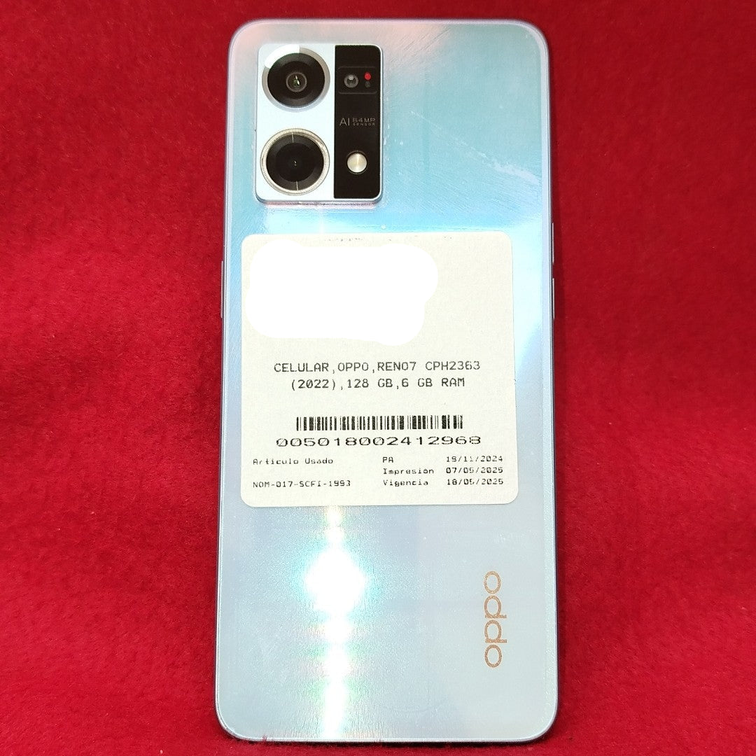CELULAR OPPO  RENO7 CPH2363 (2022) 128 GB 6 GB RAM (SEMINUEVO)