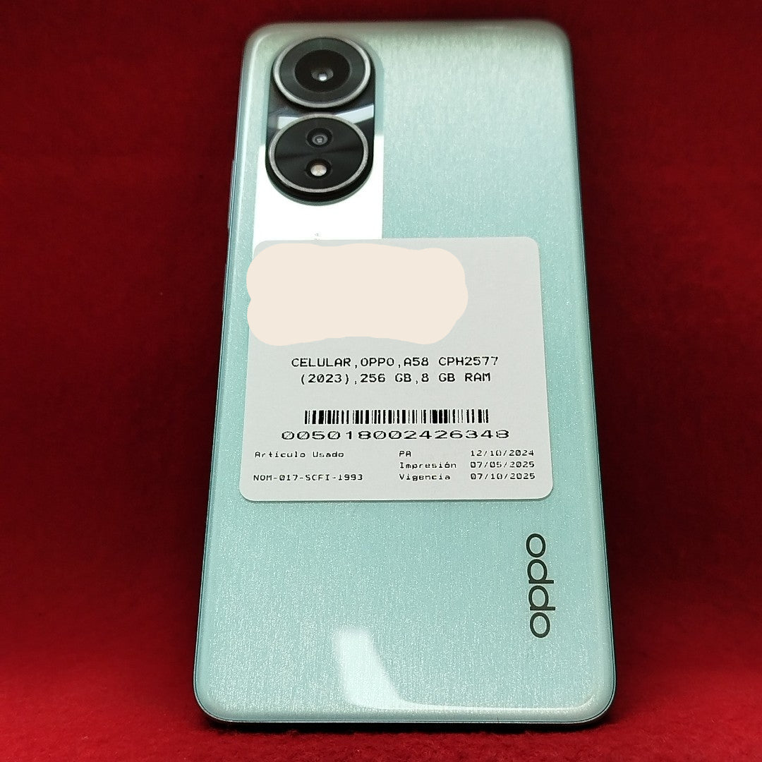 CELULAR OPPO  A58 CPH2577 (2023) 256 GB 8 GB RAM (SEMINUEVO)