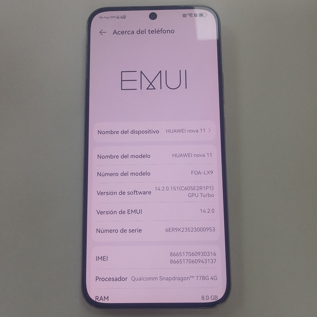 CELULAR HUAWEI NOVA 11 FOA-LX9 (2023) 256 GB 8 GB RAM (SEMINUEVO)
