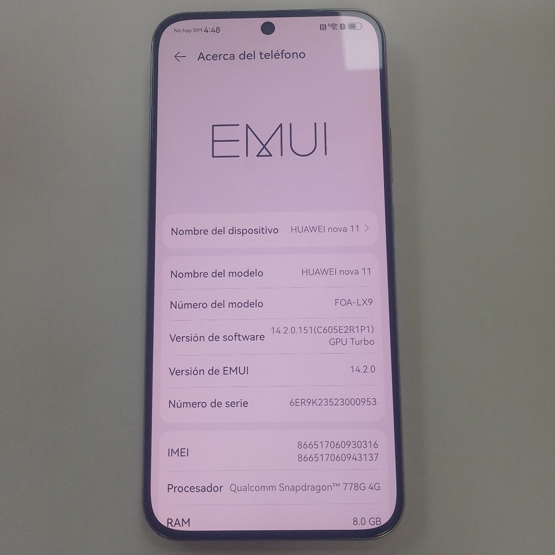 CELULAR HUAWEI NOVA 11 FOA-LX9 (2023) 256 GB 8 GB RAM (SEMINUEVO)