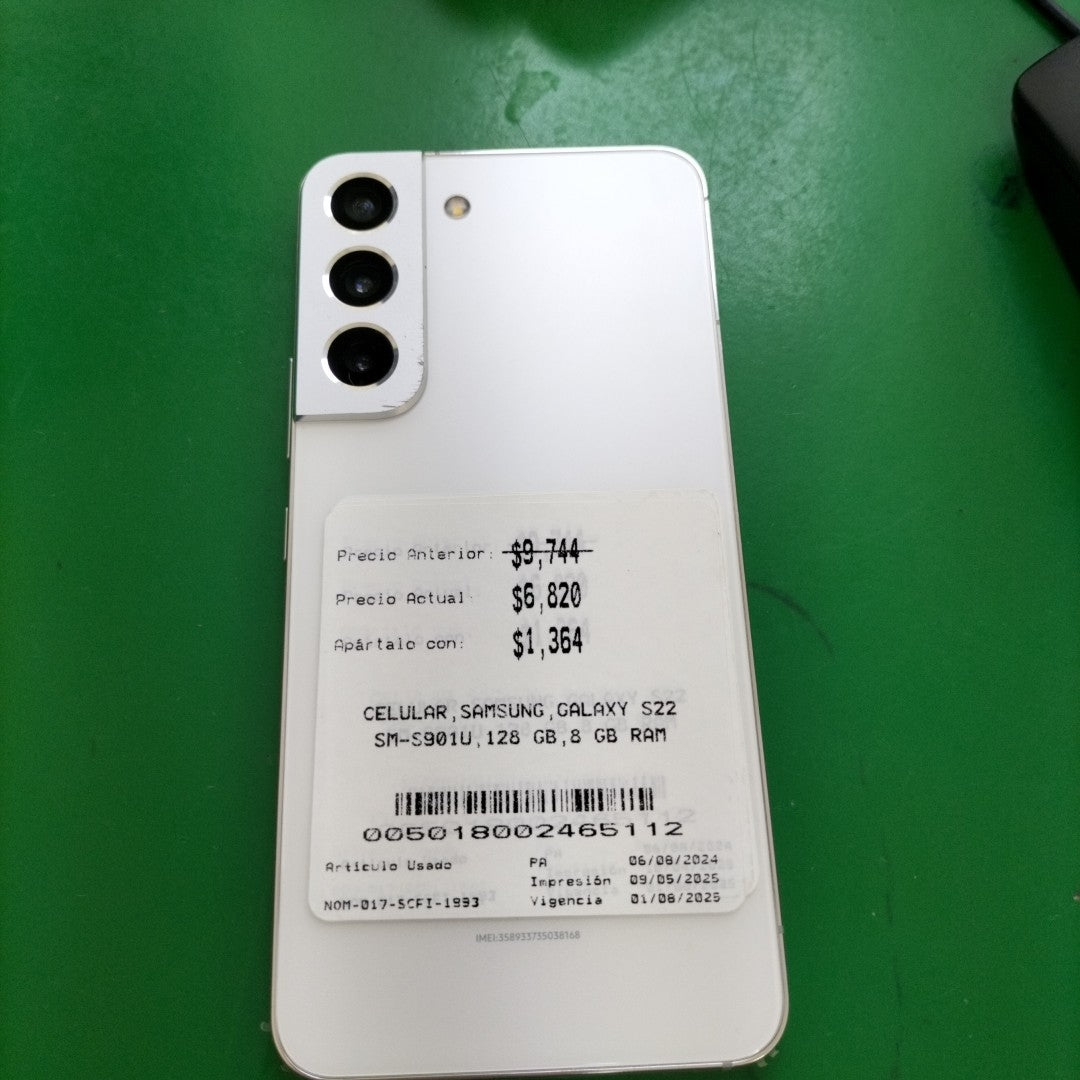 CELULAR SAMSUNG GALAXY S22 SM-S901U 128 GB 8 GB RAM (SEMINUEVO)