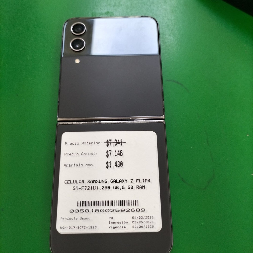 CELULAR SAMSUNG GALAXY Z FLIP4 SM-F721U1 256 GB 8 GB RAM (SEMINUEVO)