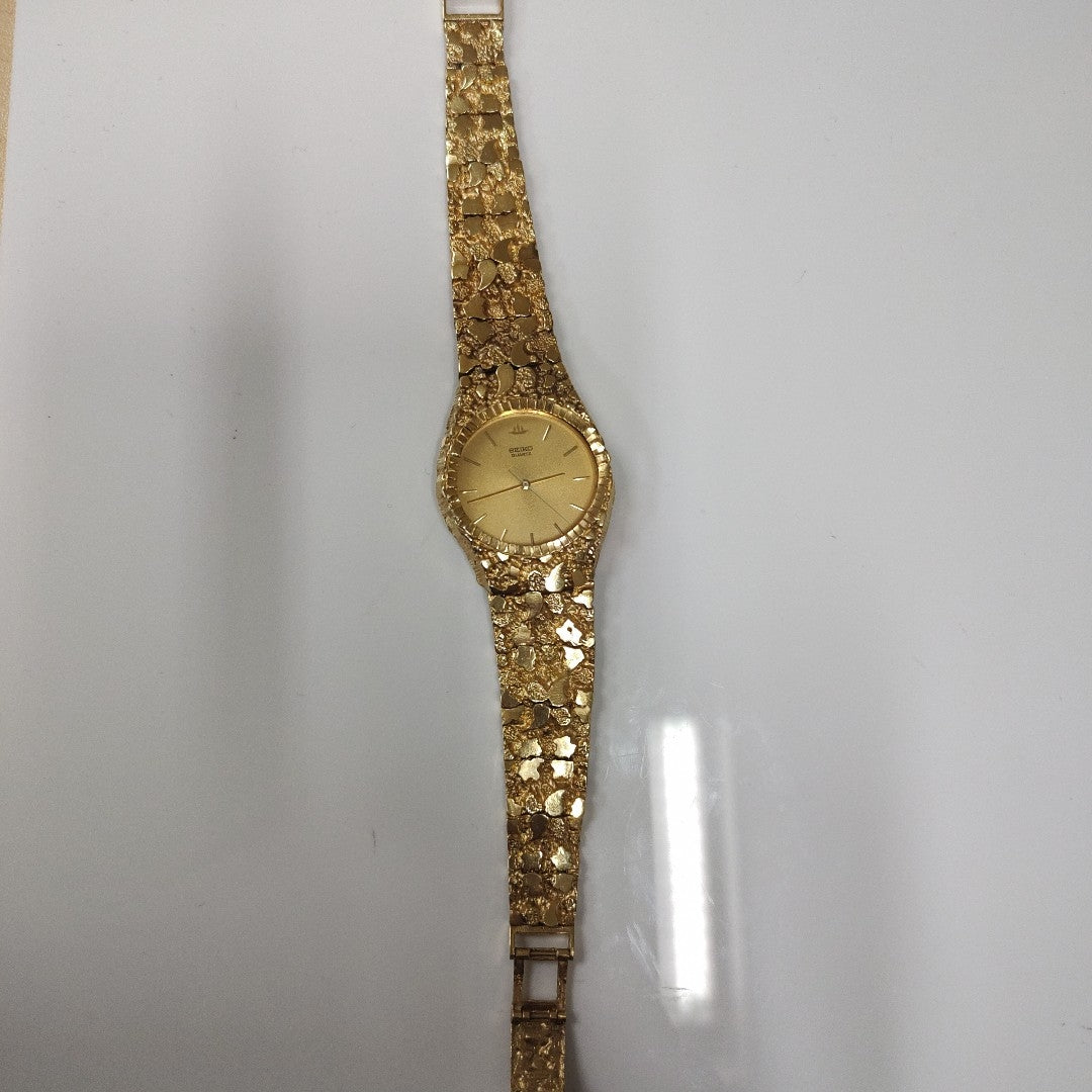 RELOJ CAJA ACERO PULSO ORO. ORO. 14 K 54.5 GRMS (SEMINUEVO)