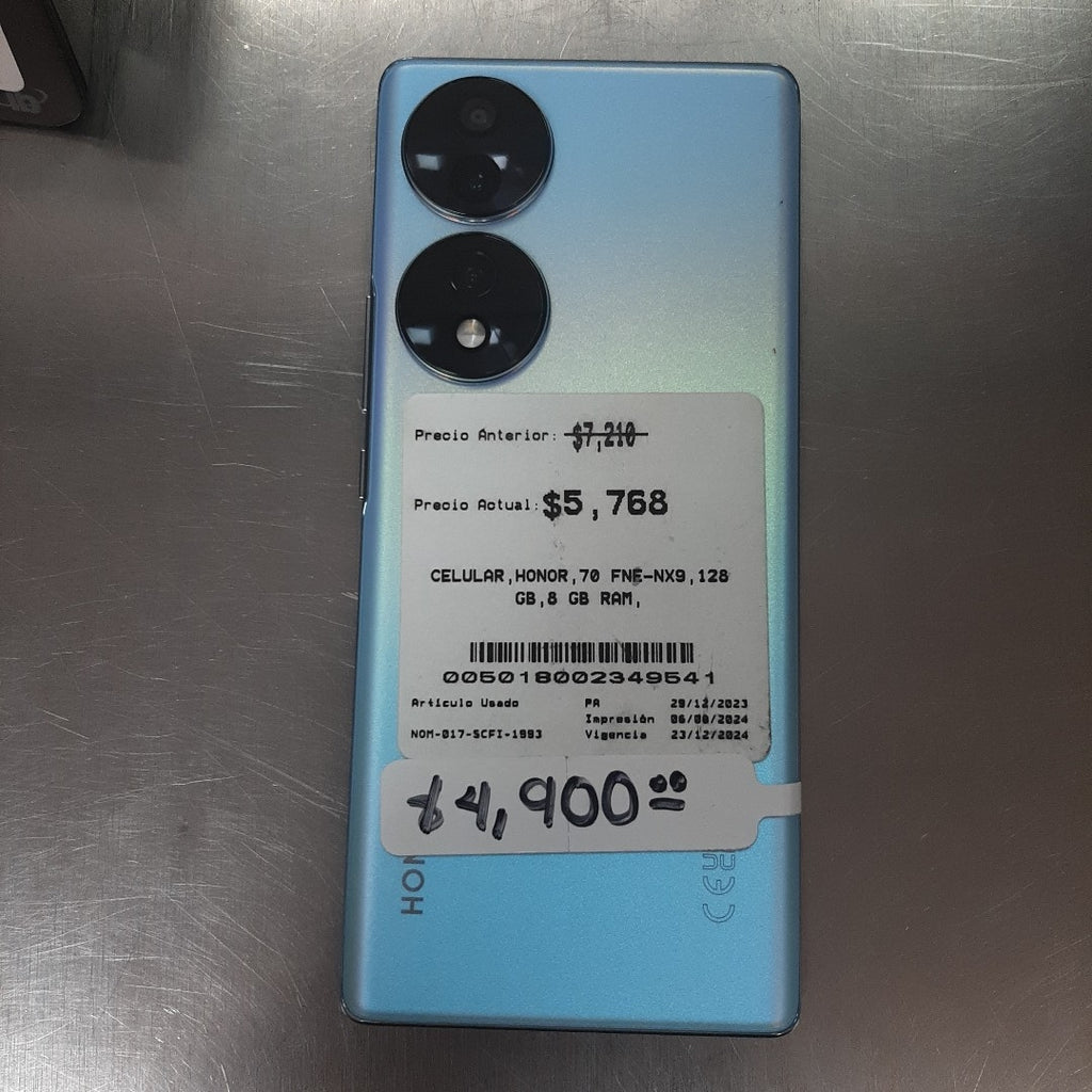 CELULAR HONOR 70 FNE-NX9 128 GB 8 GB RAM (SEMINUEVO)