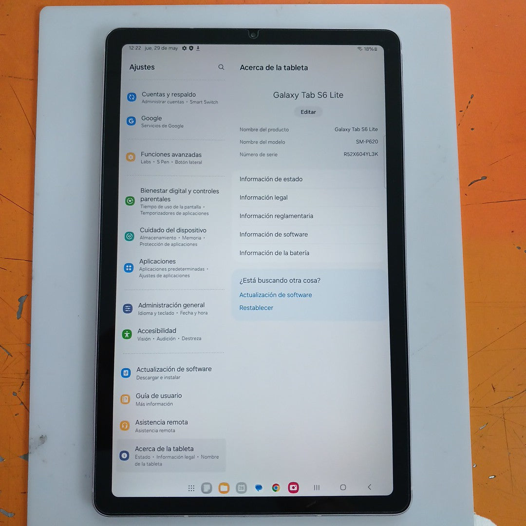 TABLETA SAMSUNG GALAXY TAB S6 LITE SM-P620 (2024) 128 GB 4 GB RAM (SEMINUEVO)