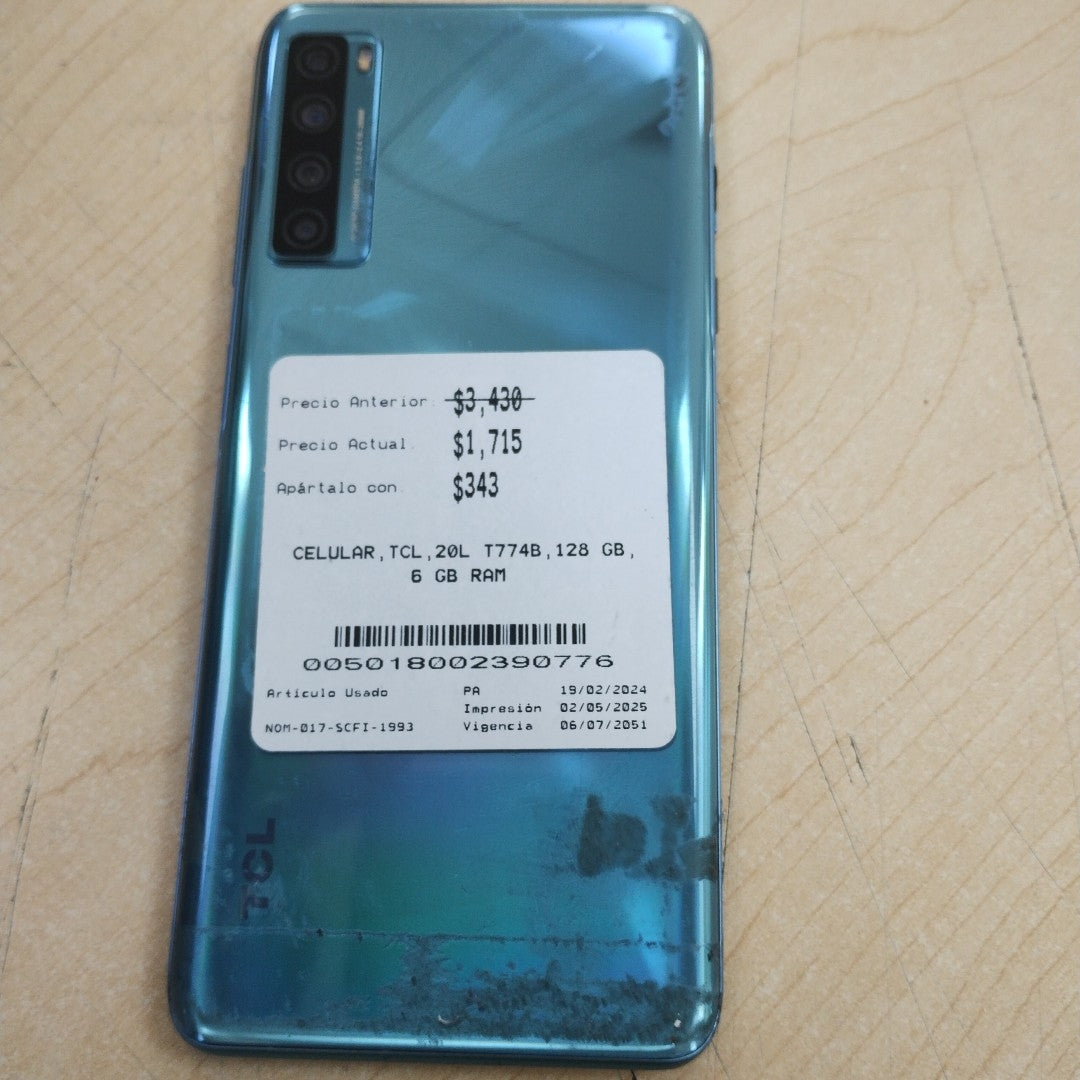 CELULAR TCL 20L T774B 128 GB 6 GB RAM (SEMINUEVO)