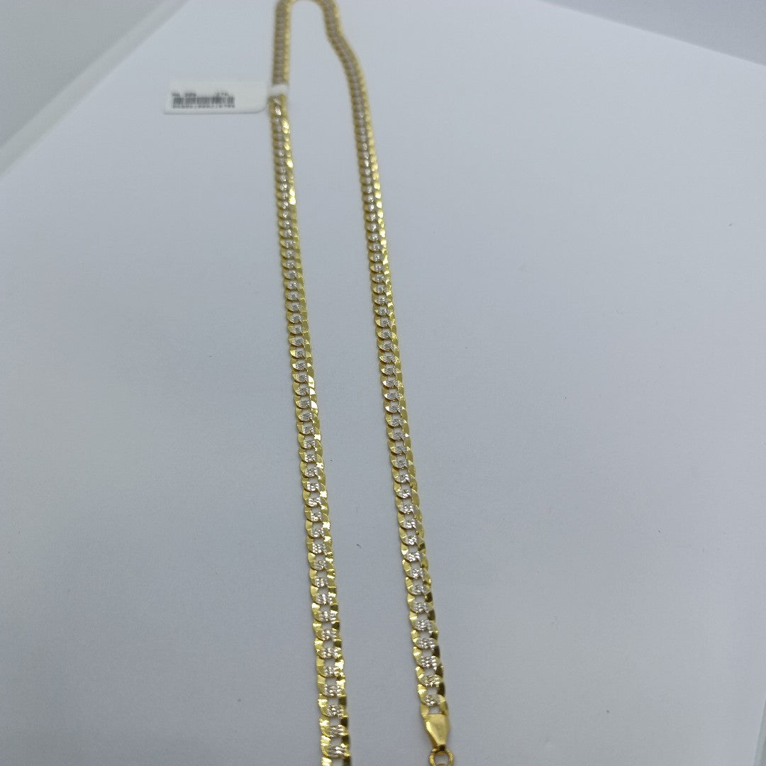 CADENAS BARBADA DIAMANTADA ORO 14K 15.5 (NUEVO)
