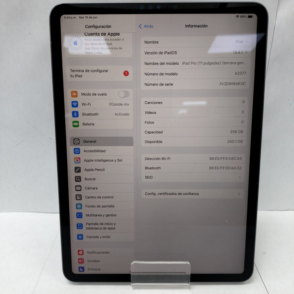 TABLETA APPLE IPAD PRO 3 11" A2377 256 GB 8 GB RAM (SEMINUEVO)
