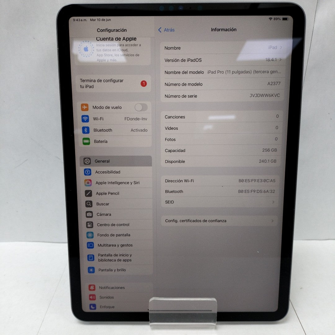 TABLETA APPLE IPAD PRO 3 11" A2377 256 GB 8 GB RAM (SEMINUEVO)
