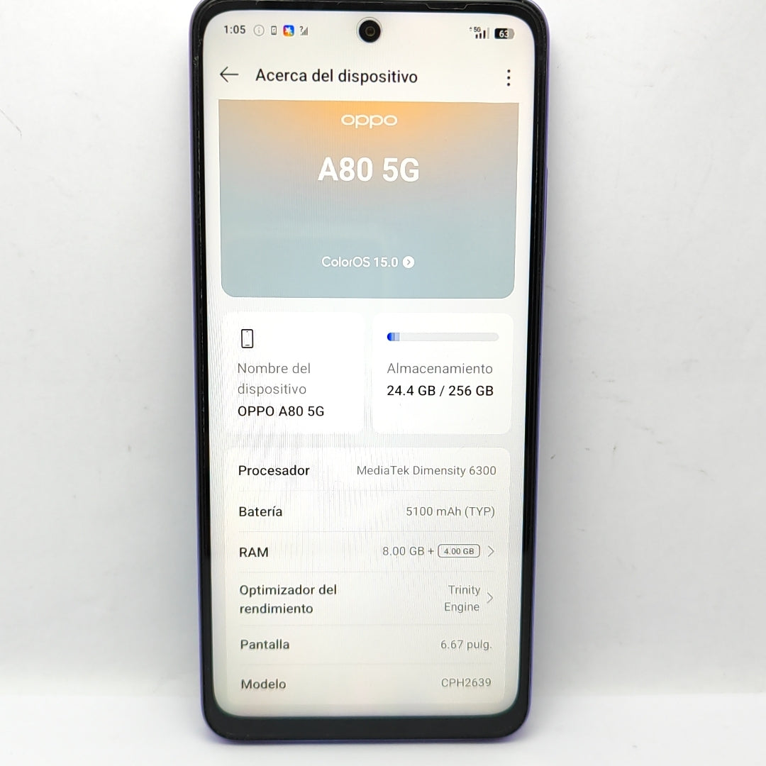 CELULAR OPPO  A80 5G CPH2639 (2024) 256 GB 8 GB RAM (SEMINUEVO)