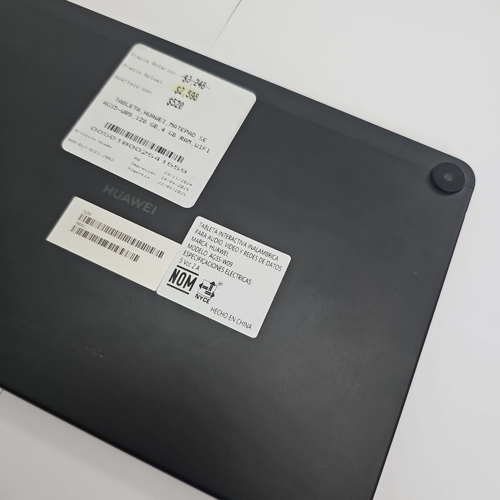 TABLETA HUAWEI MATEPAD SE AGS5-W09 128 GB 4 GB RAM (SEMINUEVO)