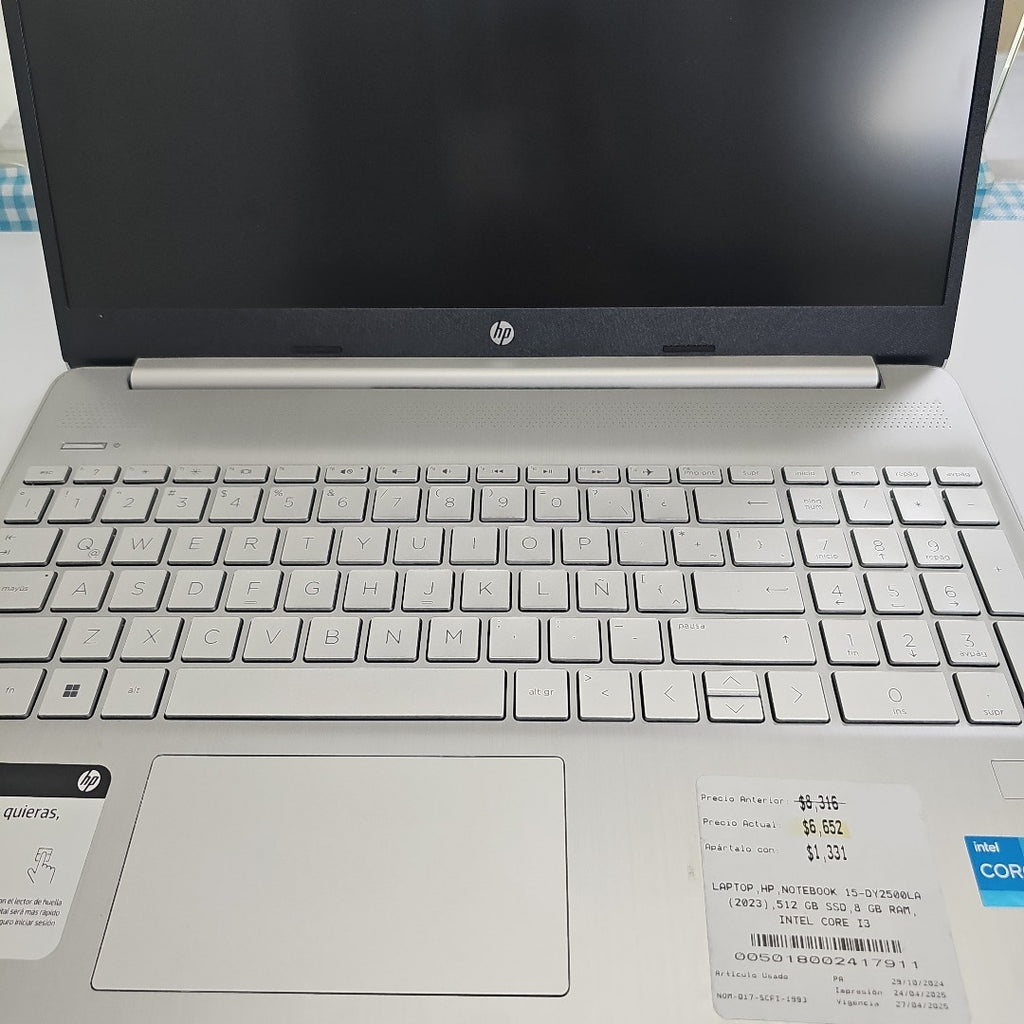 LAPTOP HP NOTEBOOK 15-DY2500LA (2023) 512 GB SSD 8 GB RAM (SEMINUEVO)