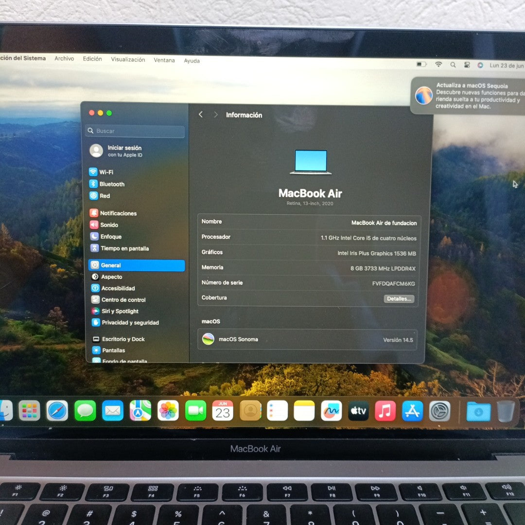 LAPTOP APPLE MACBOOK AIR 13" 2020 1.1 A2179 512 GB SSD 8 GB RAM (SEMINUEVO)