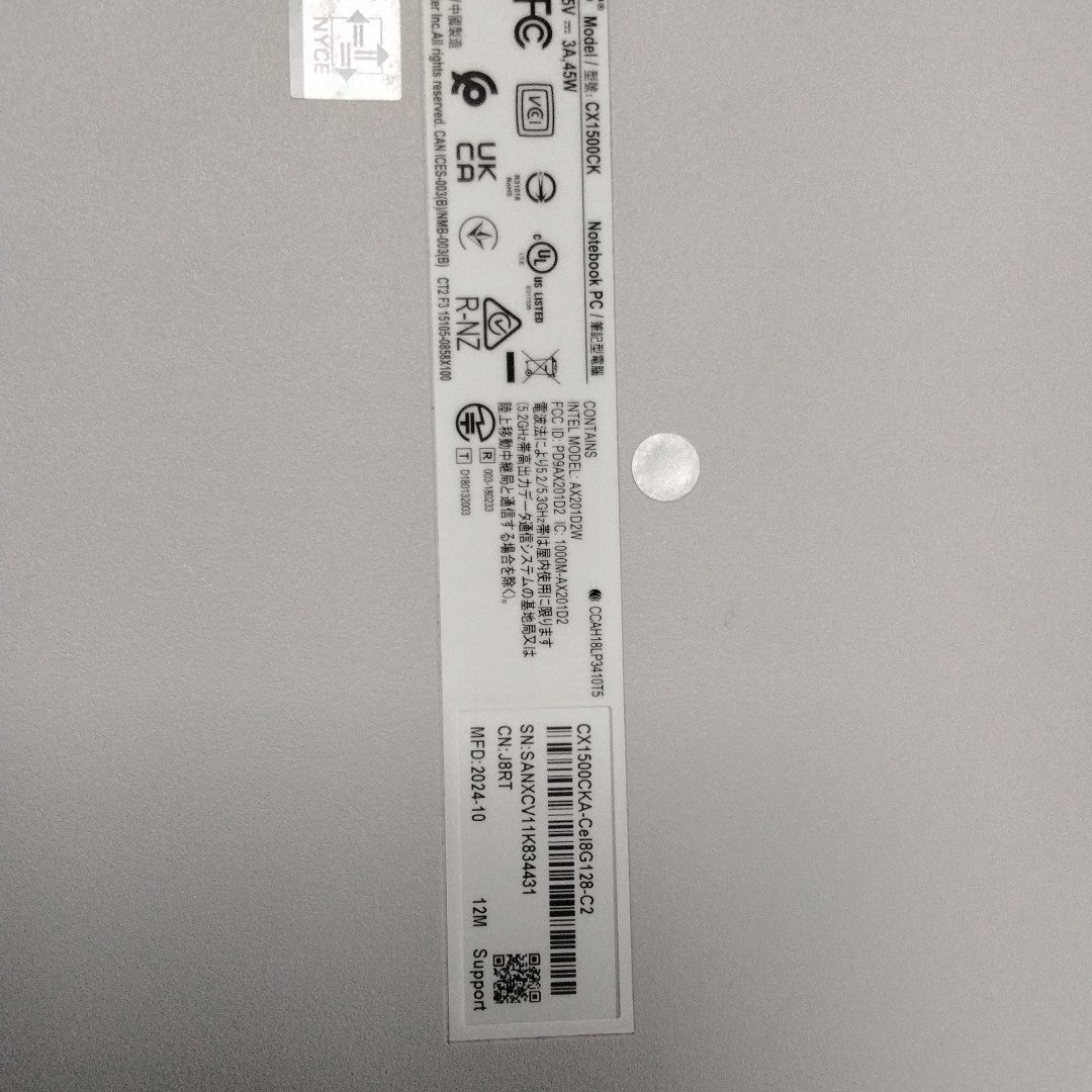 LAPTOP ASUS CHROMEBOOK CX1500CKA-CEL8G128-C2 (2023) 128 GB 8 GB RAM (SEMINUEVO)