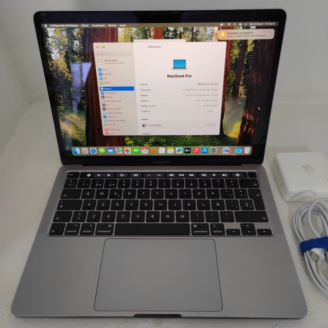 LAPTOP APPLE MACBOOK PRO 13" 2020 1.4 A2289 512 GB SSD 8 GB RAM (SEMINUEVO)