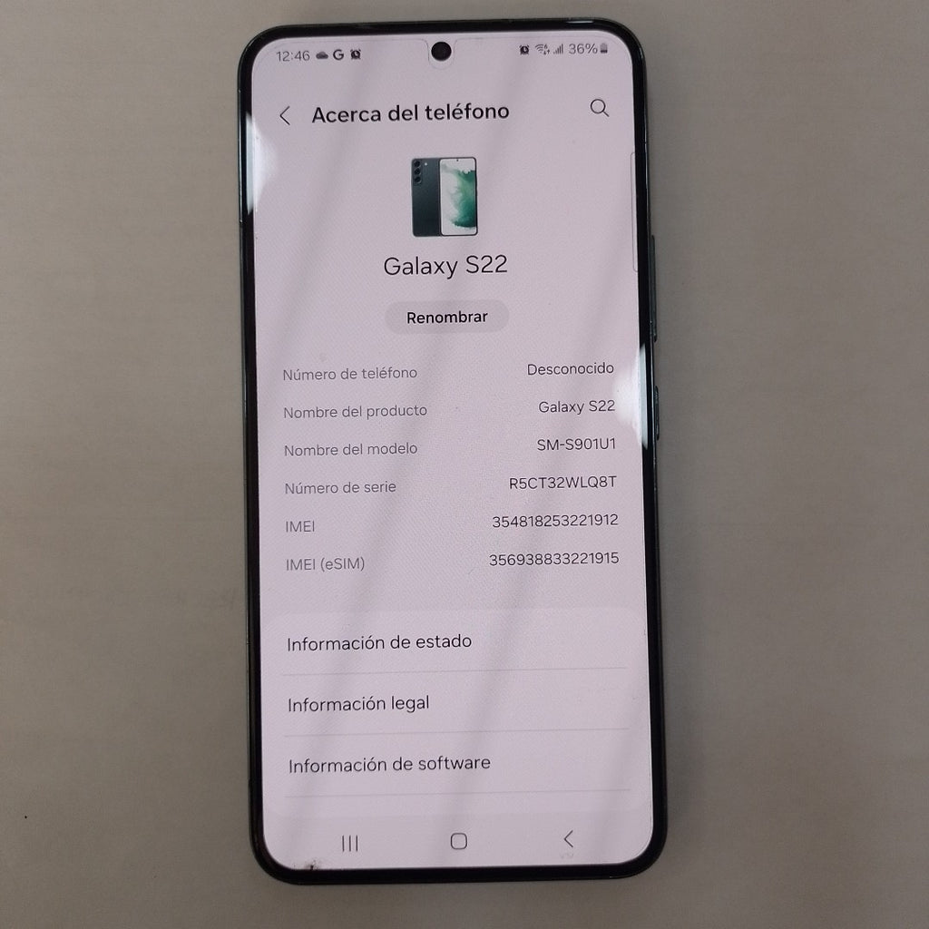 CELULAR SAMSUNG GALAXY S22 SM-S901U1 256 GB 8 GB RAM (SEMINUEVO)
