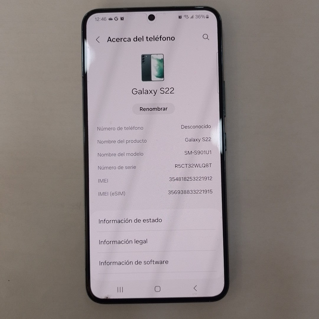 CELULAR SAMSUNG GALAXY S22 SM-S901U1 256 GB 8 GB RAM (SEMINUEVO)