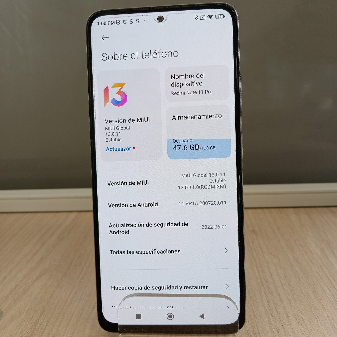 CELULAR XIAOMI REDMI NOTE 11 PRO 2201116TG 128 GB 6 GB RAM (SEMINUEVO)