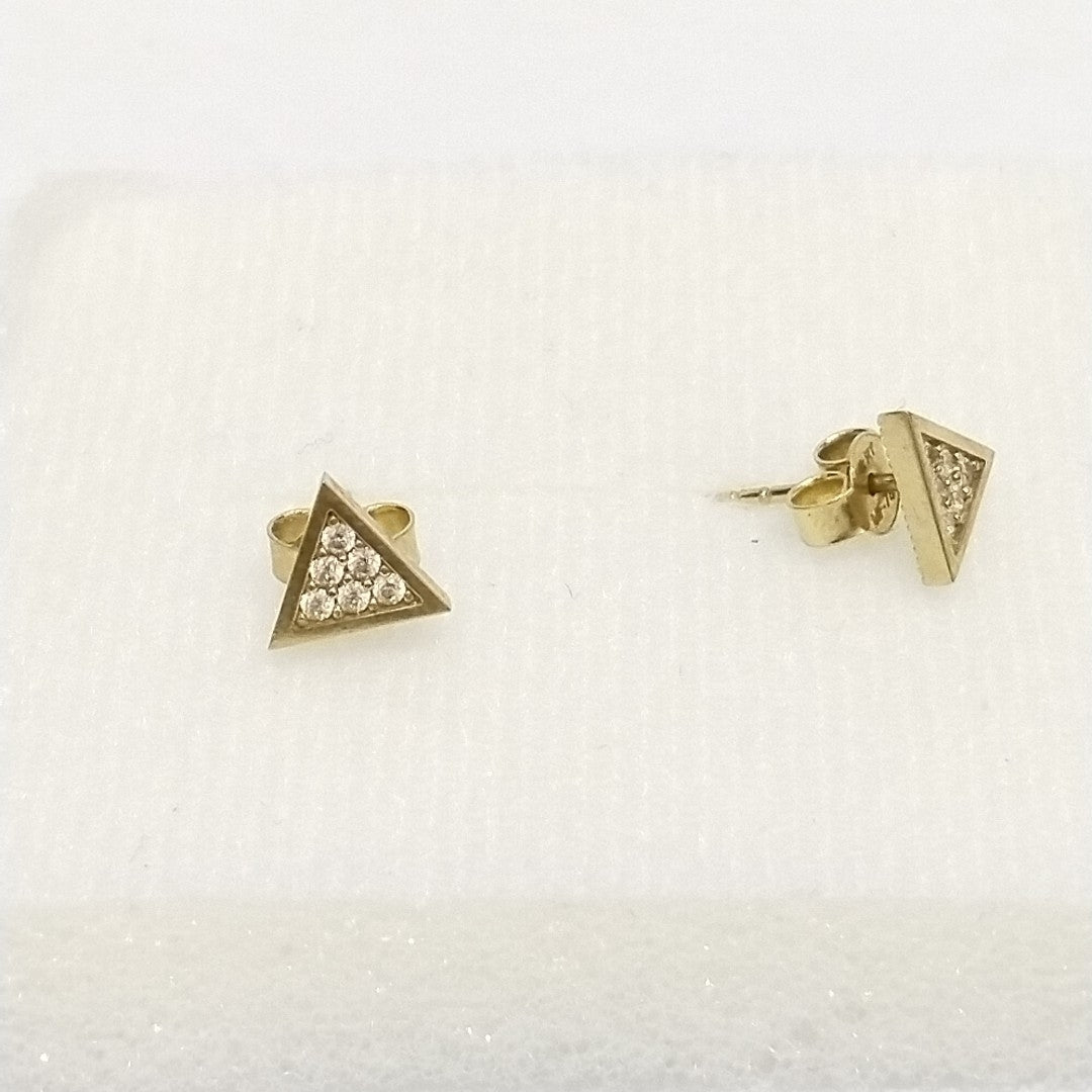 10387BRO00000B1555 FRD11 BROQUEL DE TRIANGULO CON CIRCONIAS EN MEDIO ORO 14K 1.2GRS (NUEVO)