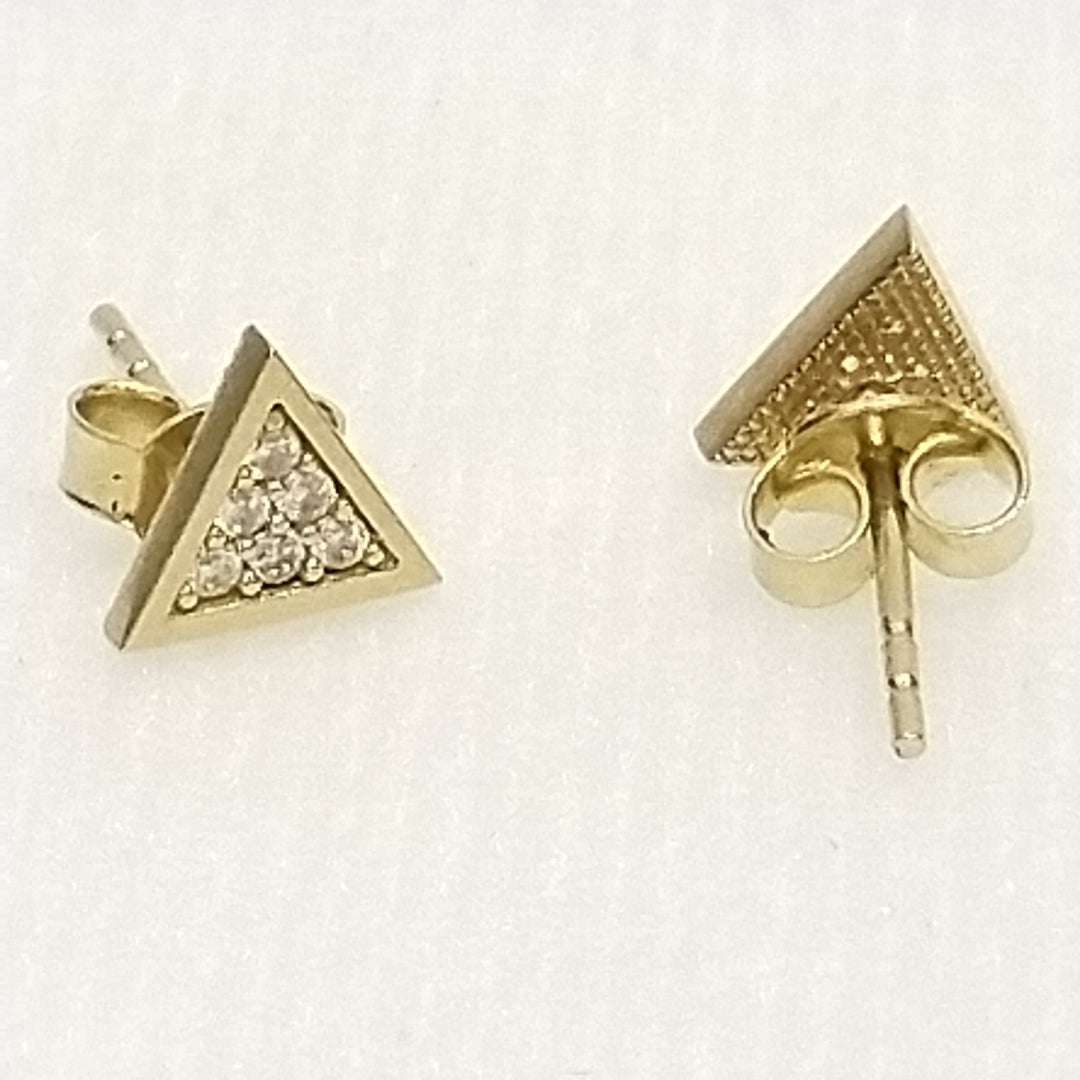 10023BRO00000B1919 FRD12 BROQUEL DE TRIANGULO CON CIRCONIAS EN MEDIO ORO 14K 1.2GRS (NUEVO)