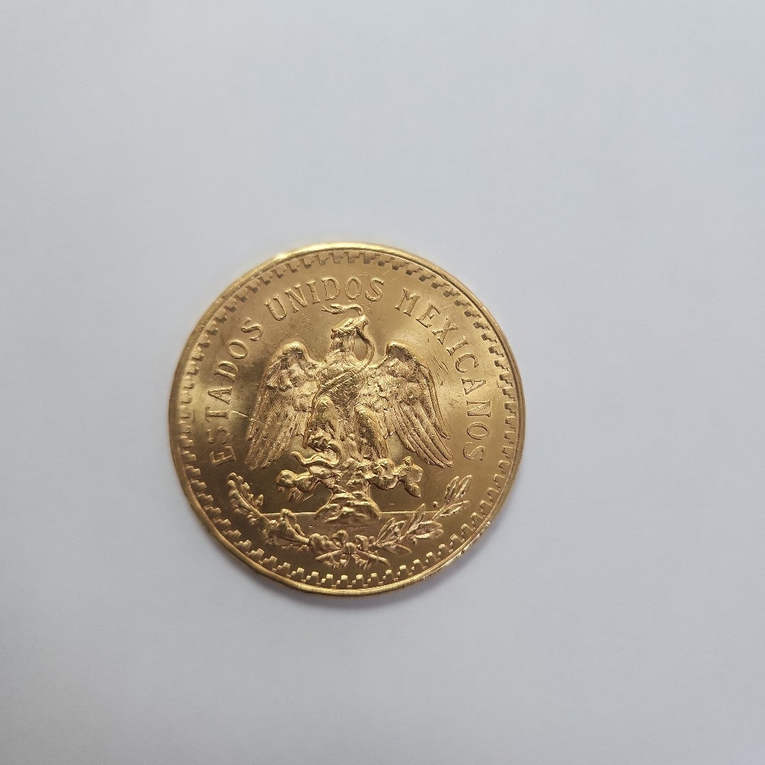 K1 41.6 GRMS - DESC.  0 GRAMOS - 21 K - AVALÚO  77688 * * IDENTIFICACIÓN  MONEDA NOMINATIVA. * MONEDAS PESOS  50 PESOS. (SEMINUEVO)