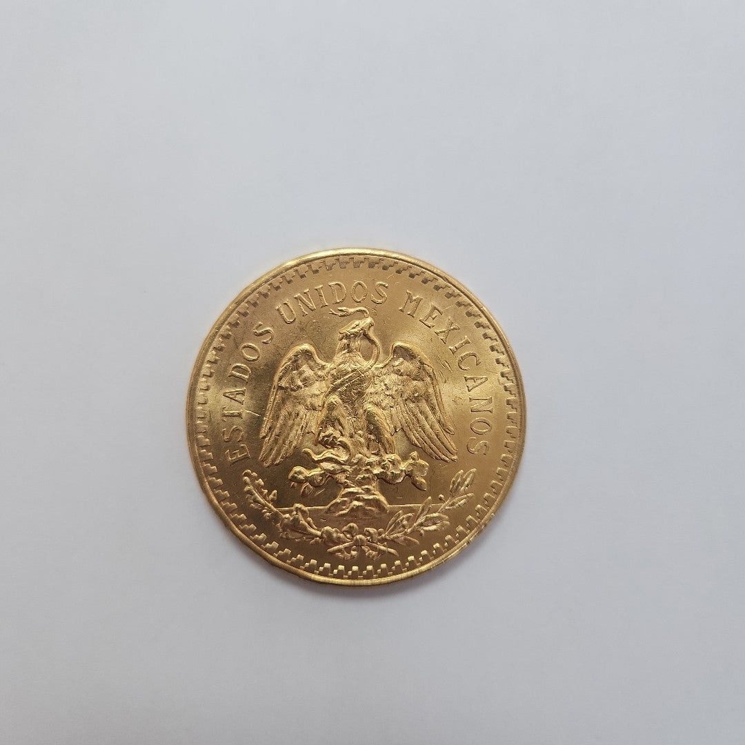 K1 41.6 GRMS - DESC.  0 GRAMOS - 21 K - AVALÚO  77688 * * IDENTIFICACIÓN  MONEDA NOMINATIVA. * MONEDAS PESOS  50 PESOS. (SEMINUEVO)