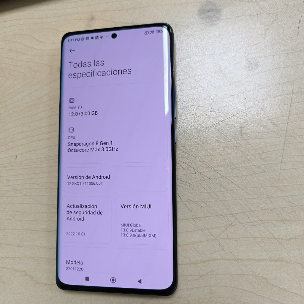 CELULAR XIAOMI 12 PRO 2201122G (2022) 256 GB 12 GB RAM (SEMINUEVO)