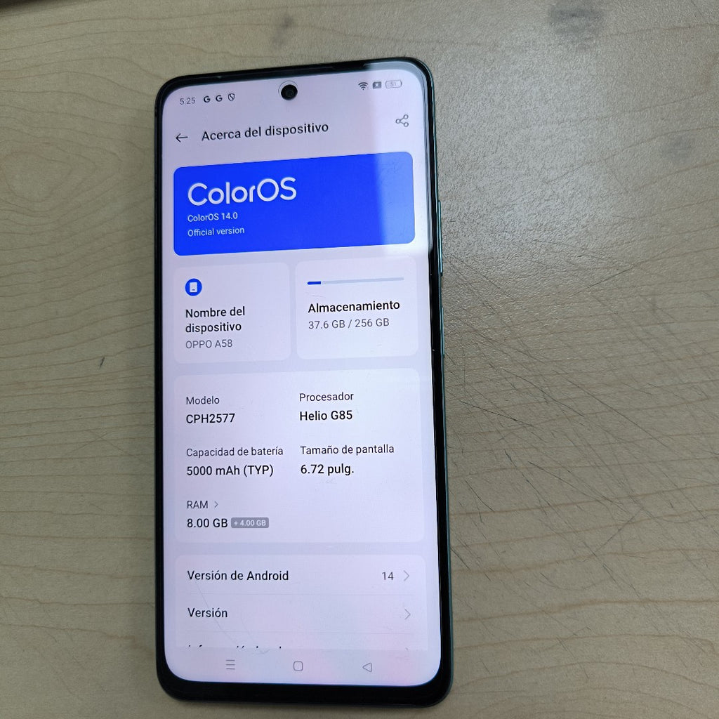 CELULAR OPPO  A58 CPH2577 (2023) 256 GB 8 GB RAM (SEMINUEVO)