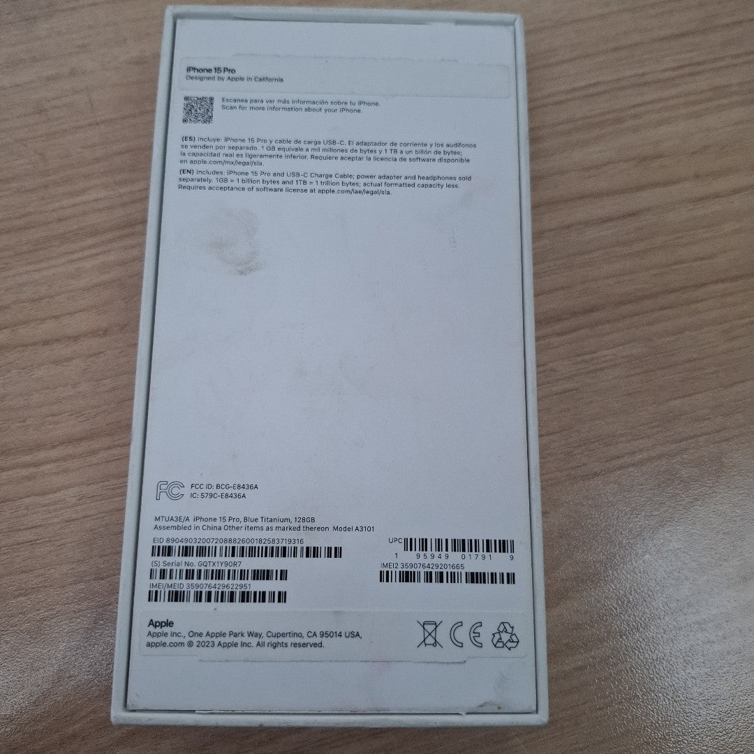 CELULAR APPLE IPHONE 15 PRO A3101 128 GB 8 GB RAM (SEMINUEVO)