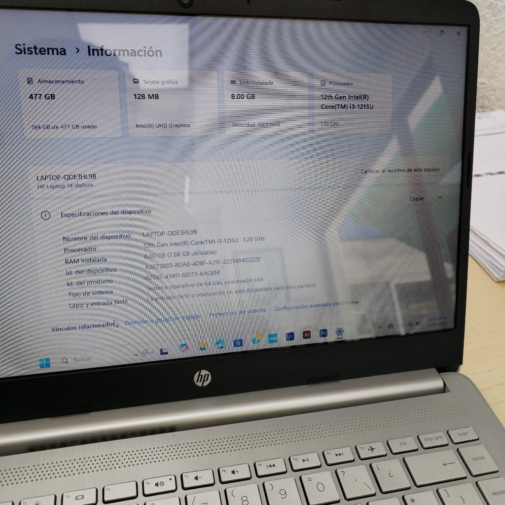 LAPTOP HP 14-DQ5032LA (2023) 512 GB SSD 8 GB RAM (SEMINUEVO)