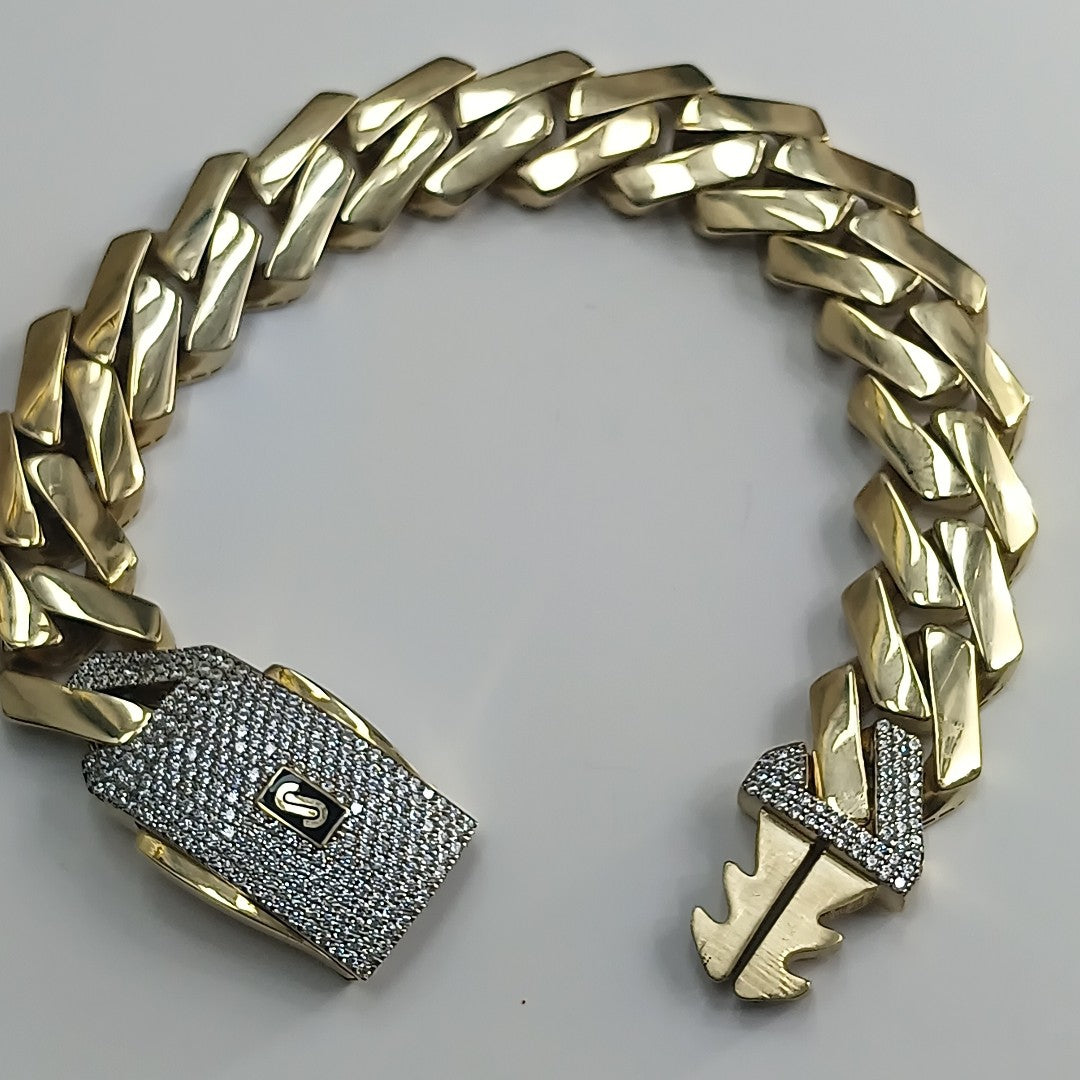 PULSERA CABALLERO MONACO ORO 10K 24 (NUEVO)