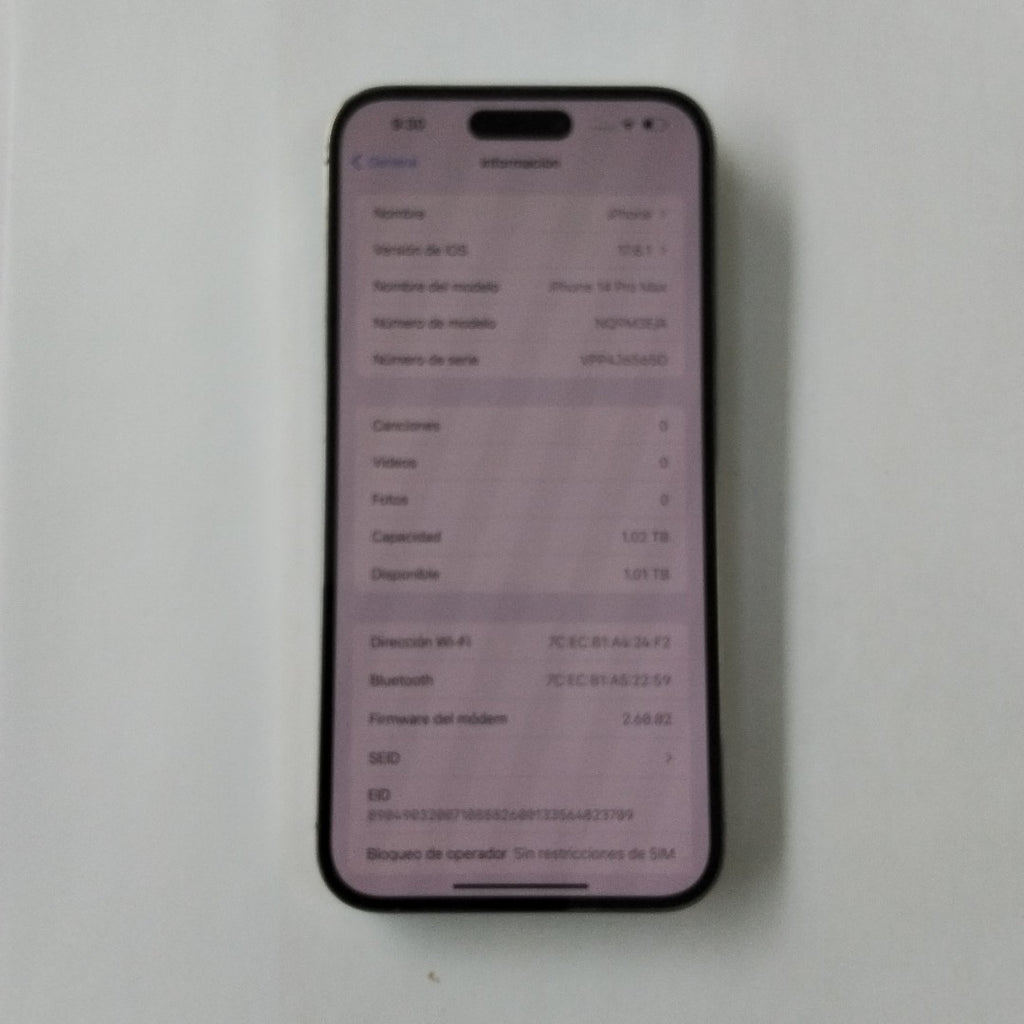CELULAR APPLE IPHONE 14 PRO MAX A2893 1 TB 6 GB RAM (SEMINUEVO)