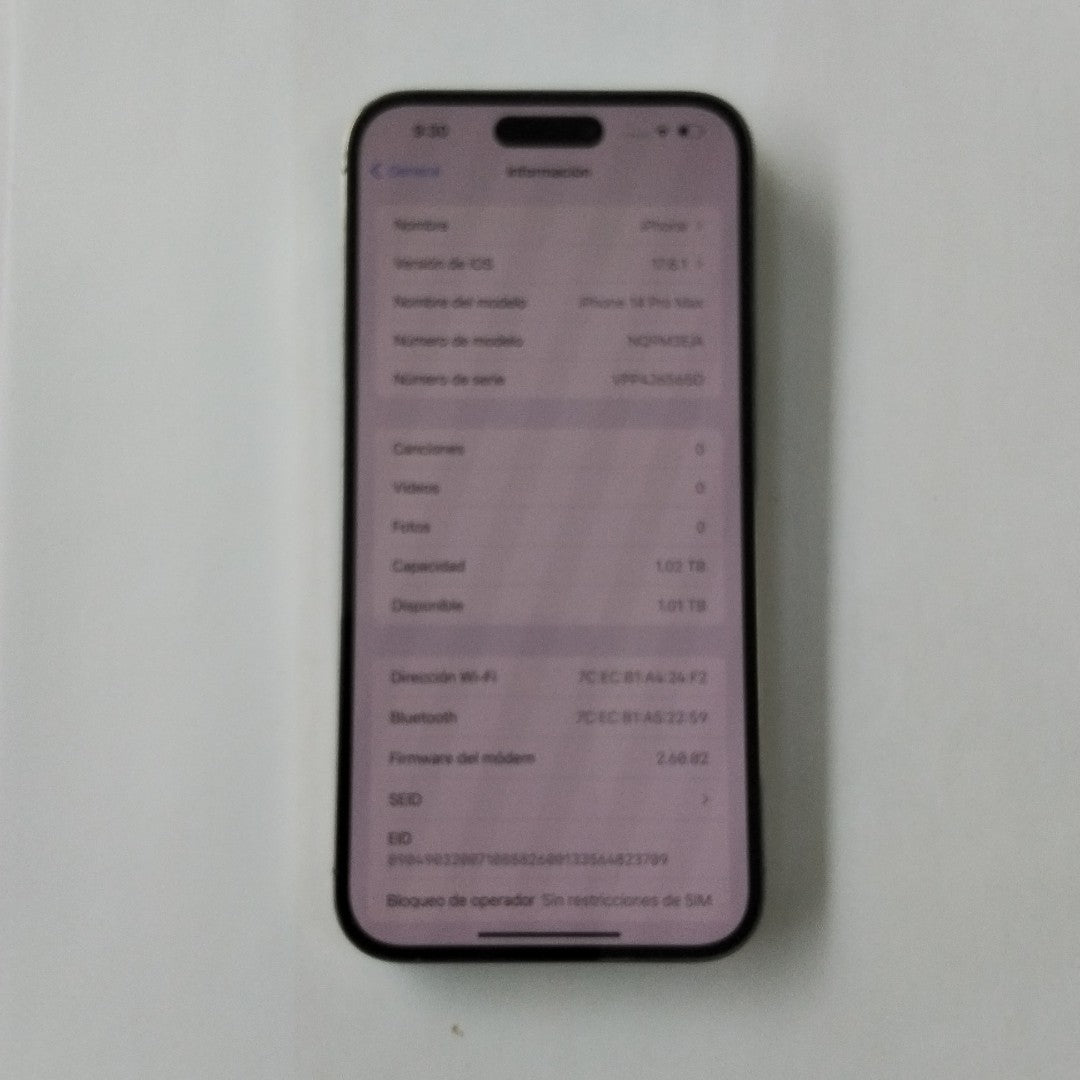 CELULAR APPLE IPHONE 14 PRO MAX A2893 1 TB 6 GB RAM (SEMINUEVO)