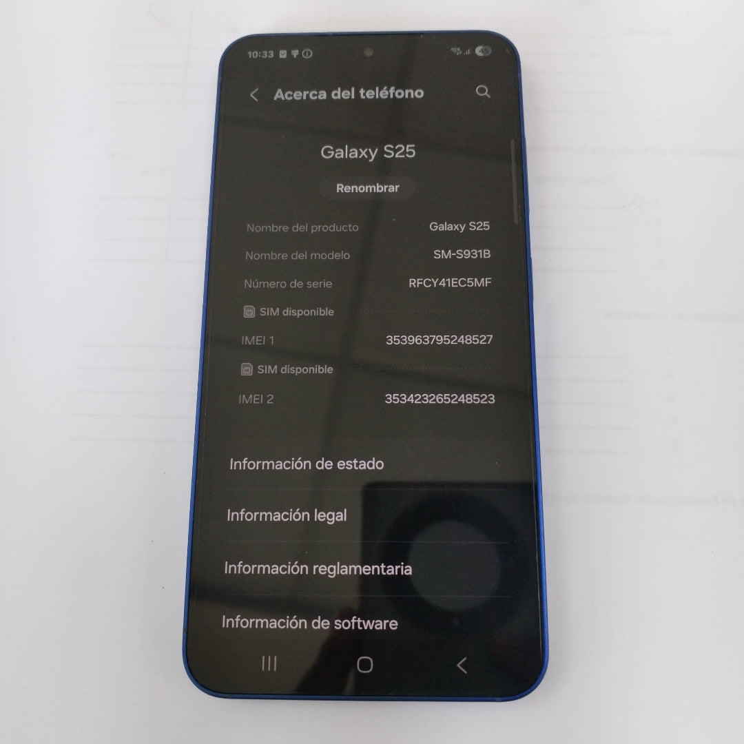 CELULAR SAMSUNG GALAXY S25 SM-S931B (2025) 256 GB 12 GB RAM (SEMINUEVO)