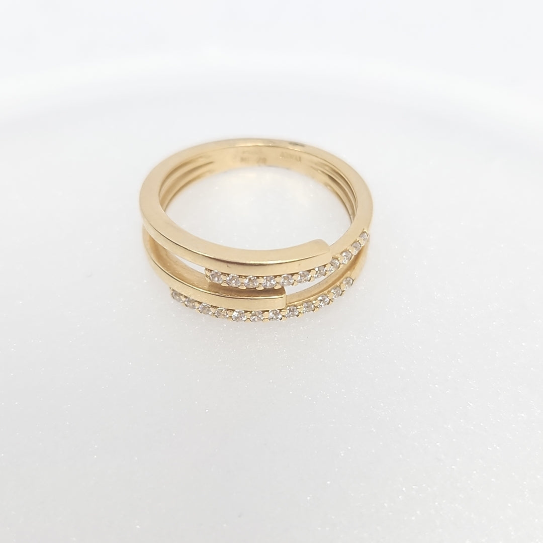 10020AND00060B1541 FRD6 ANILLO CUATRO HILOS DOS CON CIRCONIA ORO 14K 3.3GRS (NUEVO)