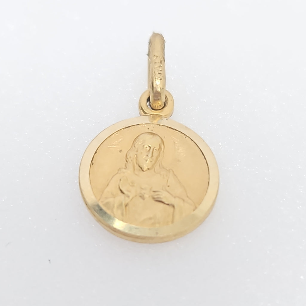 10007REL11400B114 FRD3 MEDALLA PEQUEÑA CIRCULAR DOBLE IMAGEN O/A ORO 14K 1.6GRS (NUEVO)