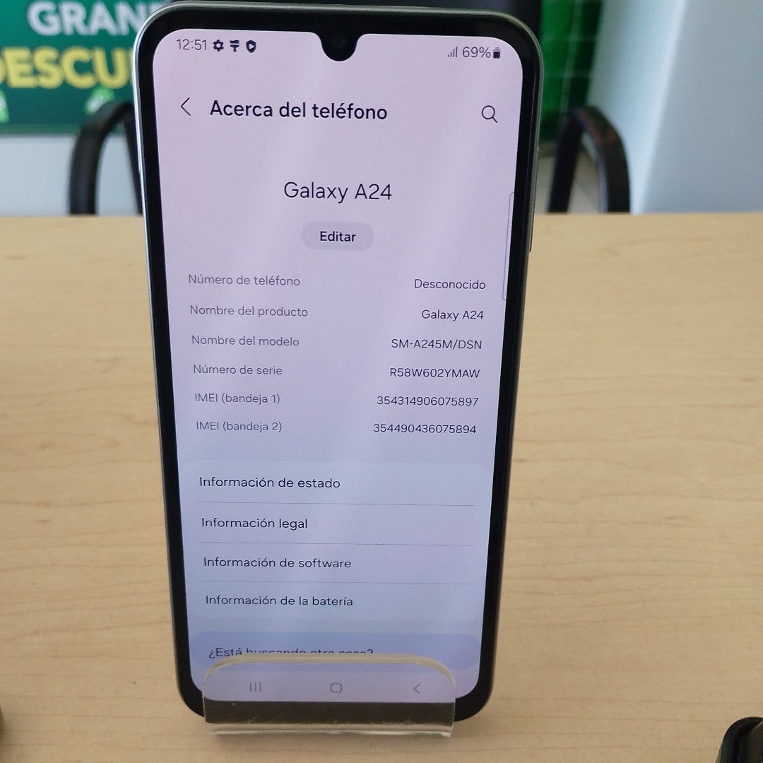 CELULAR SAMSUNG GALAXY A24 SM-A245M/DSN 128 GB 4 GB RAM (SEMINUEVO)