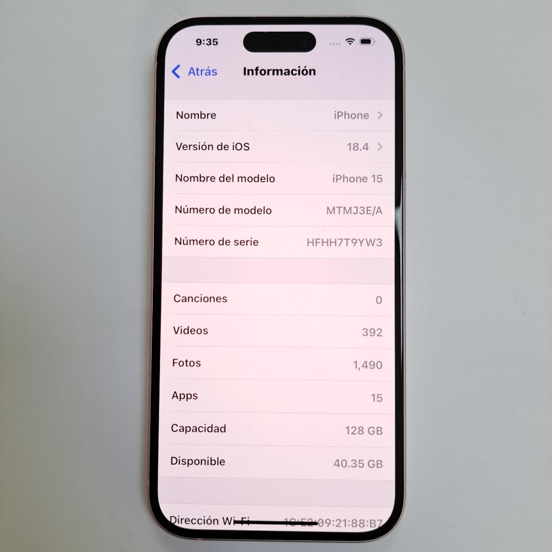 CELULAR APPLE IPHONE 15 A3089 (2023) 128 GB 6 GB RAM (SEMINUEVO)