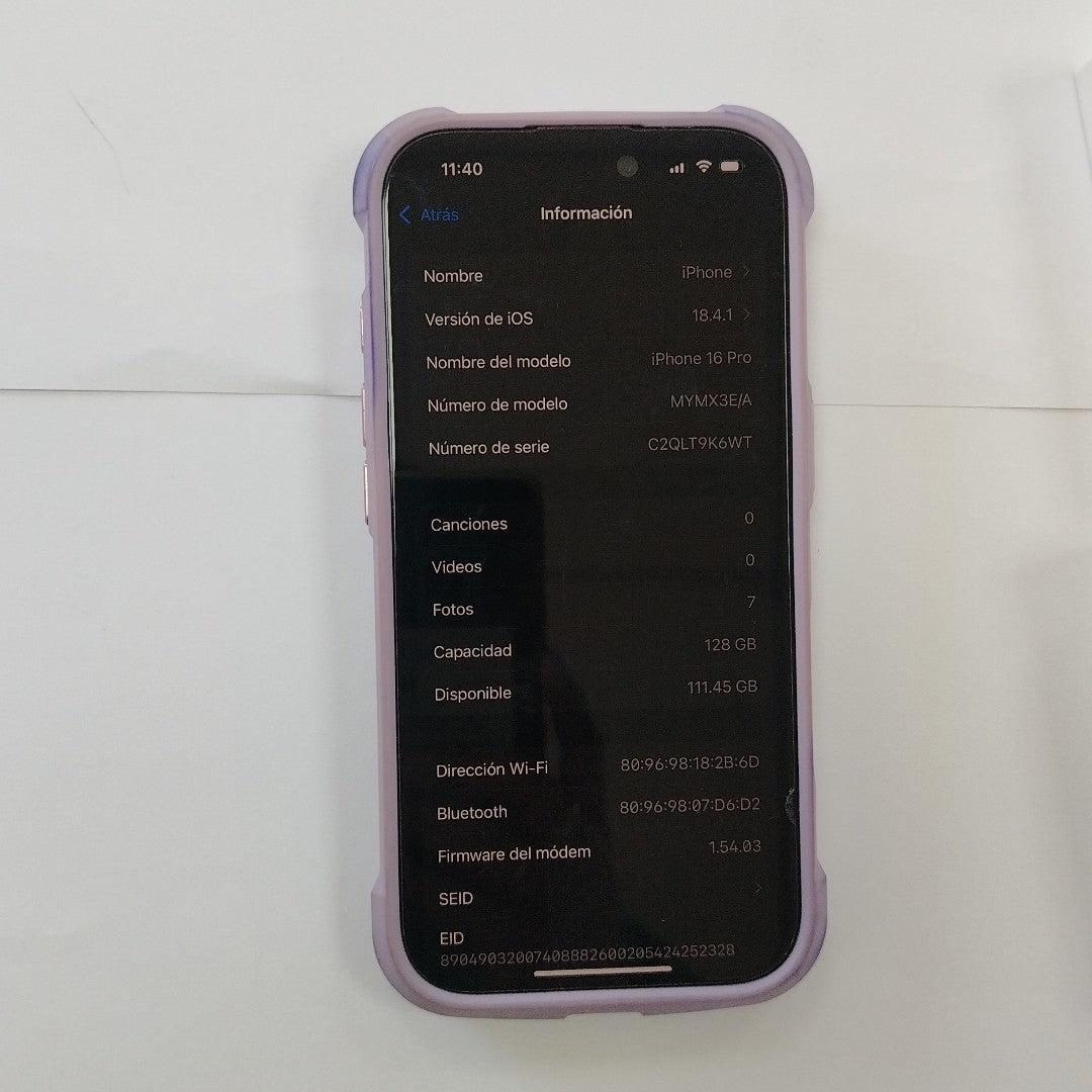CELULAR APPLE IPHONE 16 PRO A3292 (2024) 128 GB 8 GB RAM (SEMINUEVO)