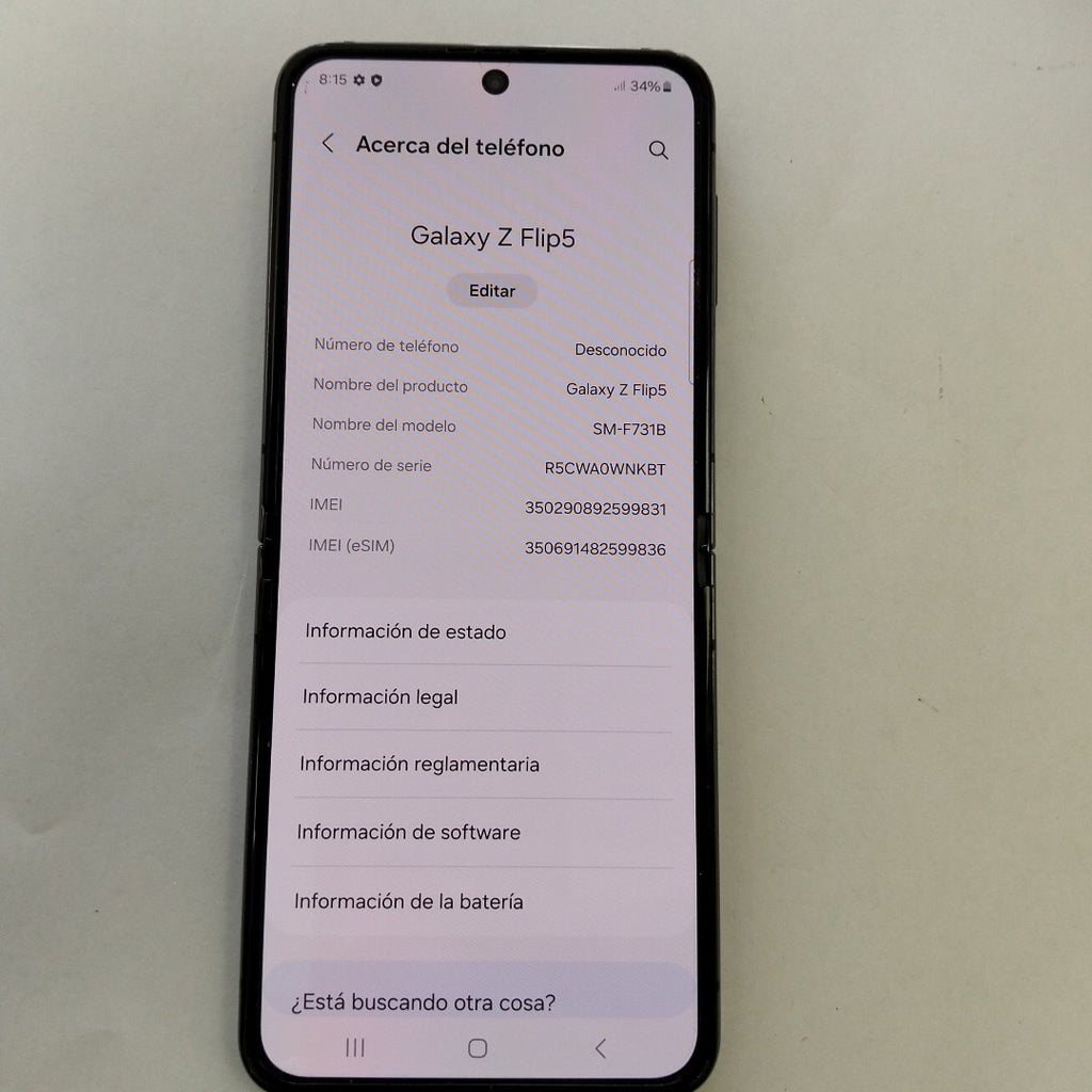 CELULAR SAMSUNG GALAXY Z FLIP 5 SM-F731B (2023) 256 GB 8 GB RAM (SEMINUEVO)