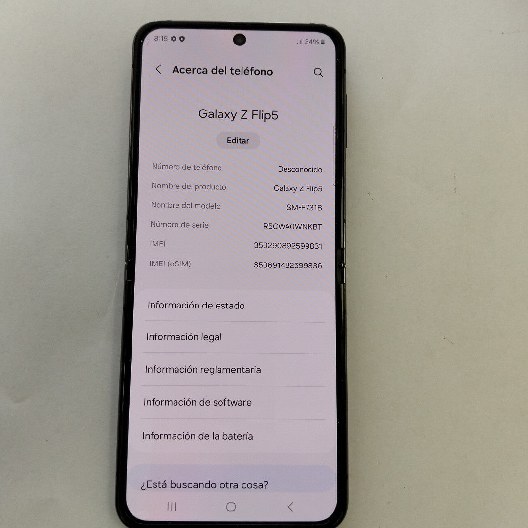 CELULAR SAMSUNG GALAXY Z FLIP 5 SM-F731B (2023) 256 GB 8 GB RAM (SEMINUEVO)