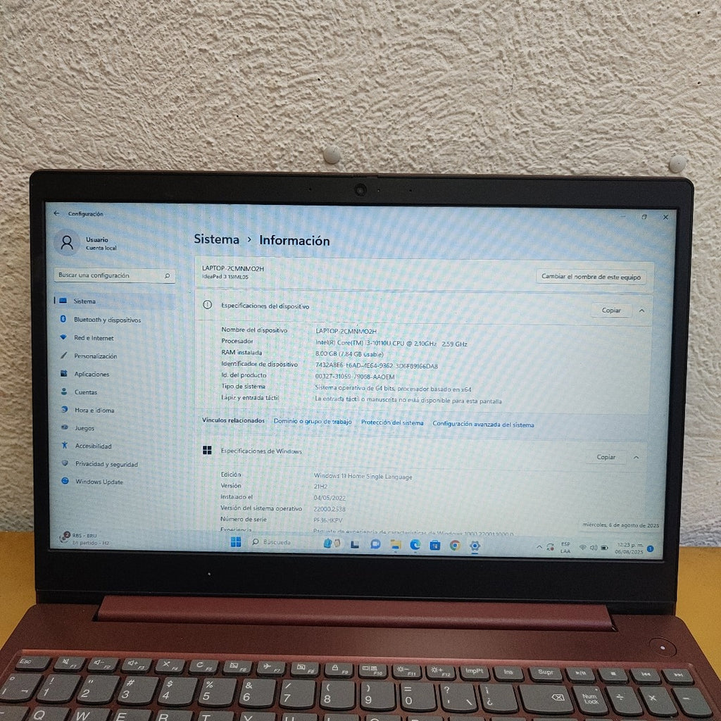 LAPTOP LENOVO IDEAPAD 3 15IML05 (2021) 1 TB 8 GB RAM (SEMINUEVO)
