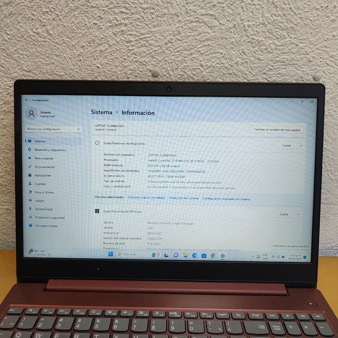 LAPTOP LENOVO IDEAPAD 3 15IML05 (2021) 1 TB 8 GB RAM (SEMINUEVO)