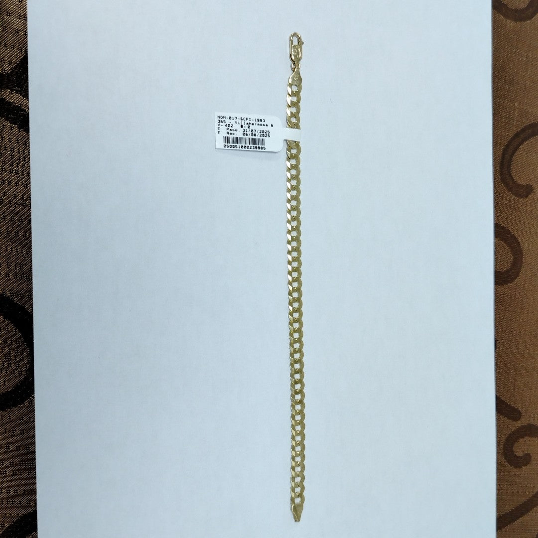 PULSERAS CABALLERO BARBADA AMARILLA ORO 14K 10.9 (NUEVO)